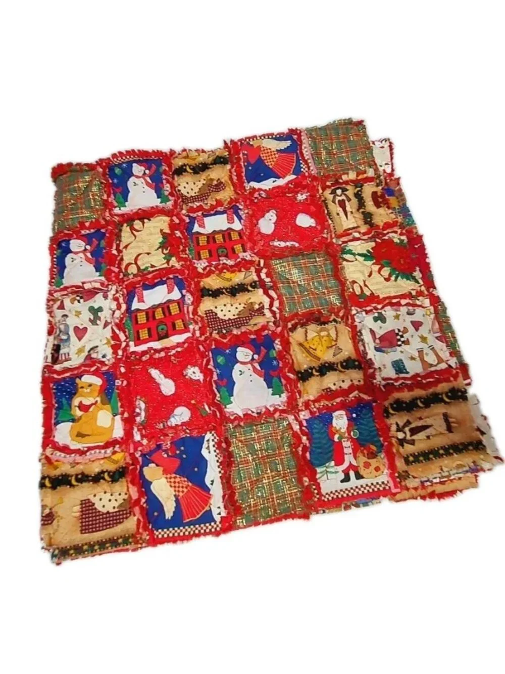 Christmas Rag Lap Throw Quilt 52